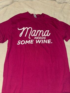 Mama Needs Some Wine Graphic Tee - Hot Pink